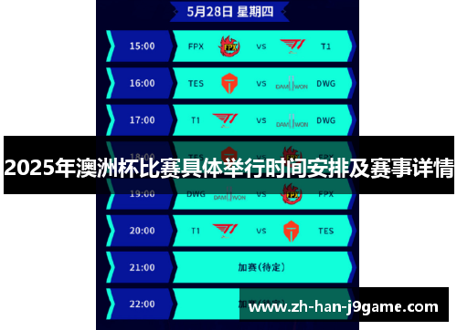 2025年澳洲杯比赛具体举行时间安排及赛事详情